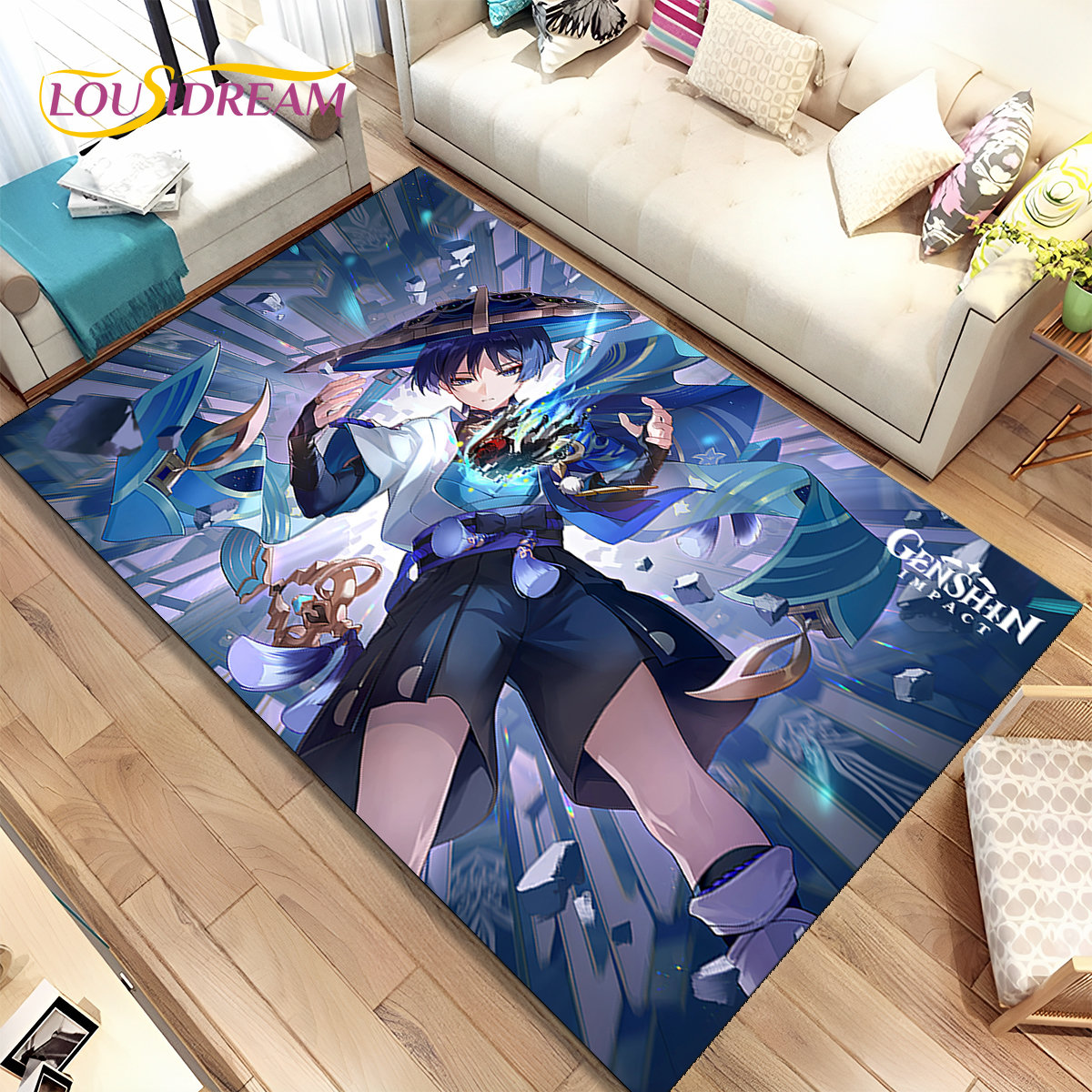 Kids Outdoor Area - Genshin Impact 만화 게임 영역 깔개,