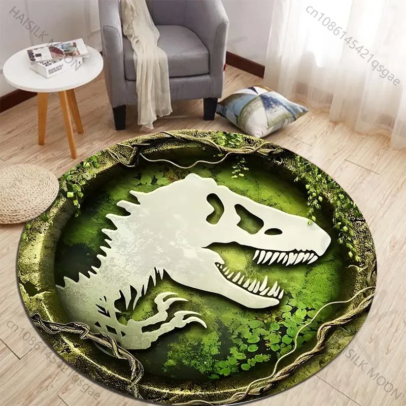 Kids Outdoor Area - HD 3D 공룡 프린트 원형 러그,